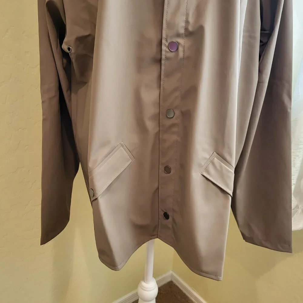 NWT Rains Unisex Waterproof Jacket Size Color Taupe Size XL - Picture 5 of 11